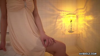 Japanese babe Aiko Endou sucking cock in the bathroom uncensored.