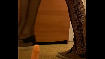 Femboy sit on the big dick toys cross dress, sissy slut Russian anal