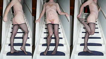 Black Pantyhose Tights on the Stairs Photoset