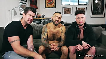 Tattooed muscle gay anal fucks pal