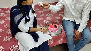 Komal's boyfriend was cutting the cake while celebrating the holidays.