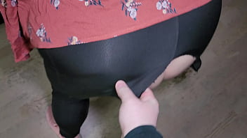 Fuck hard and cum in the huge ass of my BBW submissive mom in ripped leggings