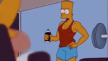 Marge foi fodida forte e enlouquecida por seu filho Bart na academia
