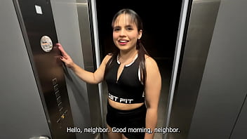 My Colombian neighbor fucked me hard in the elevator in my first experience BBC and Interrracia, I swallowed all his cuml! Karol Duque and Mr Matamorros