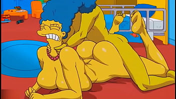 Marge, femme au foyer anale, gémit de plaisir alors que du sperme chaud lui remplit le cul et gicle dans toutes les directions / Hentai / Non censuré / Dessins animés / Anime