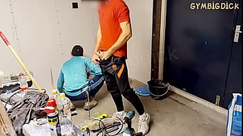 Two Guy Asian construction workers fuck outdoor
