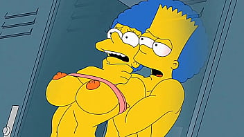 Marge, femme au foyer, gémit de plaisir lorsque des jets de sperme chaud remplissent tous ses trous / Dessins animés / Anime / Hentai