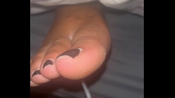 Cum on black toes & toes while sleep