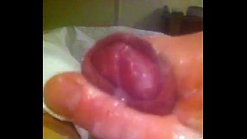 Masturbating my cock with a lot of lotion